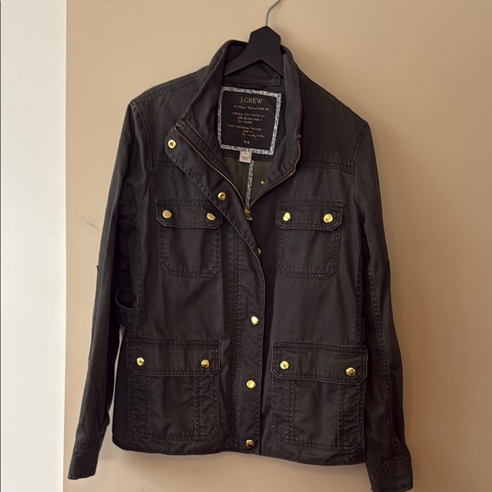 J. Crew Olive Utility Jacket with Gold Buttons
